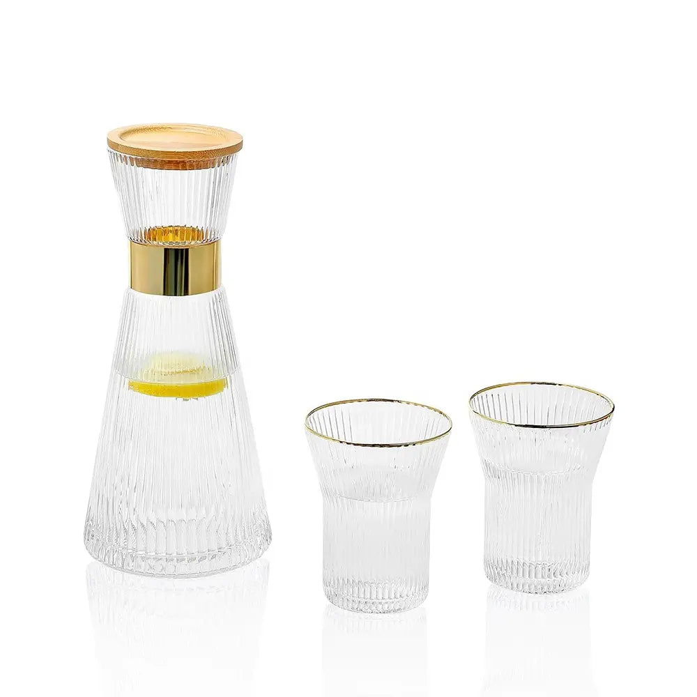 7 Pcs Set Quality Ribbed Flute Shaped Carafe Glass set