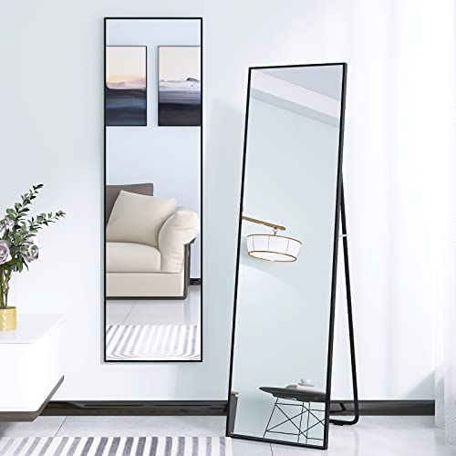 Stand alone mirror with metallic frame