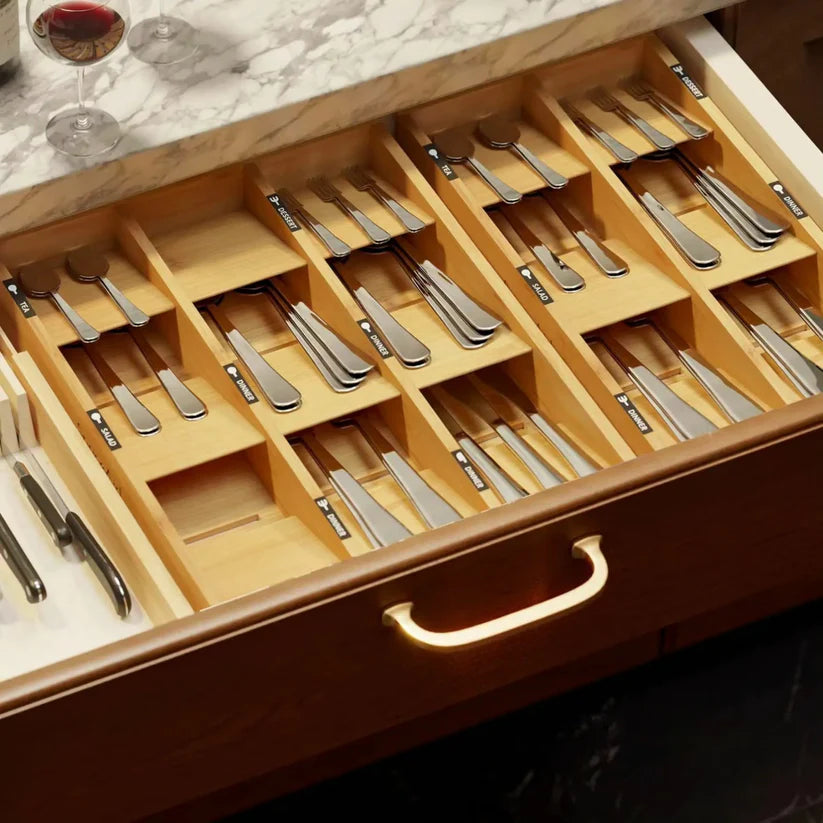 6 Slot Bamboo Cutlery Organizer