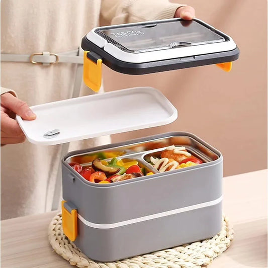 Double Layered Stainless Steel Vacuum Lunch Box Dish