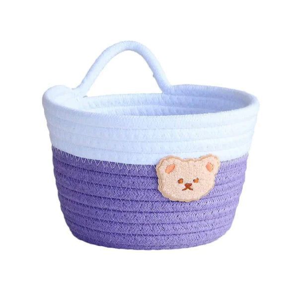 Handmade Bright-colored Storage Basket Multi-use Delicate Cotton Rope Sundries Basket for Home