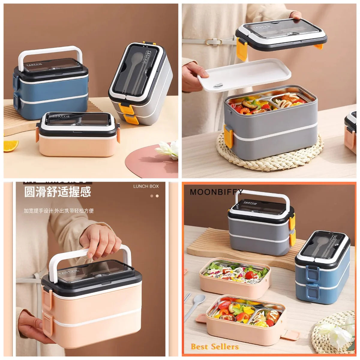 Double Layered Stainless Steel Vacuum Lunch Box Dish