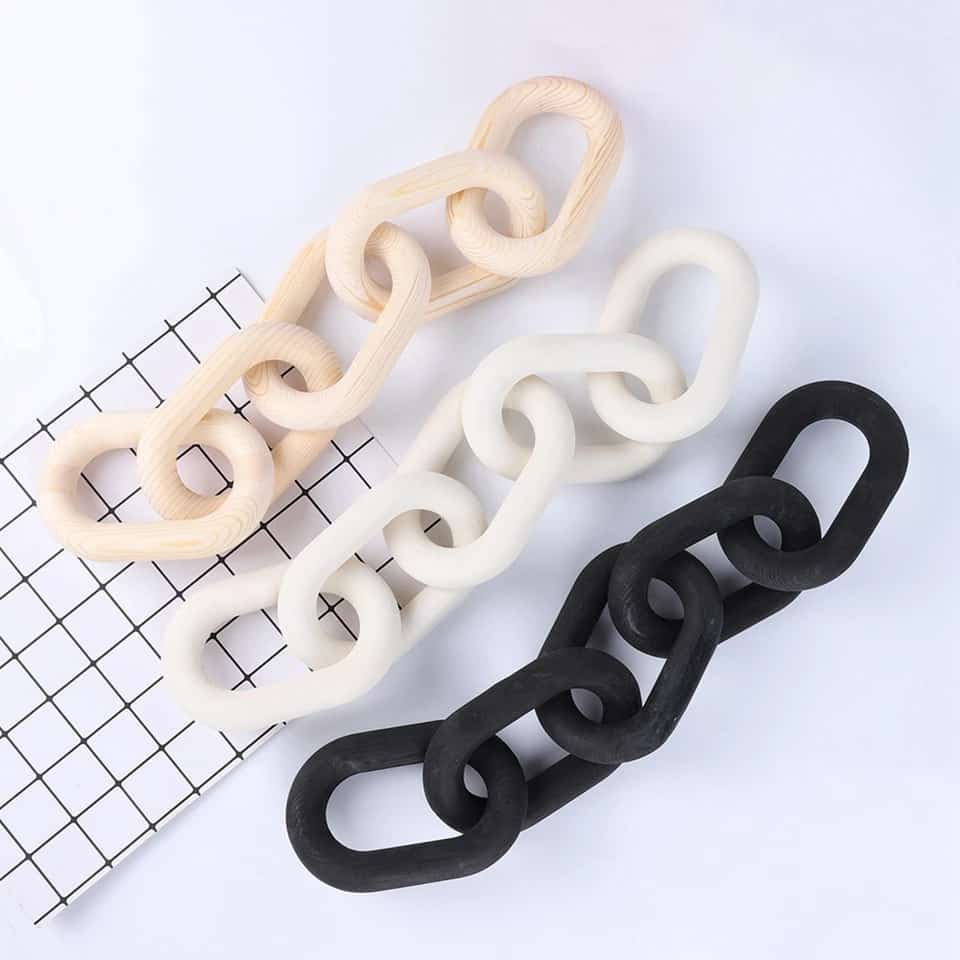 5-Link Wood Knot Rustic Decorative Accents Black Wood Chain