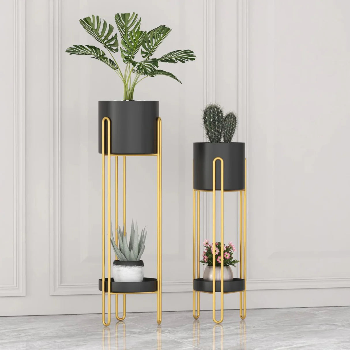 Beautiful Metal Floor Plant Stand with Planter