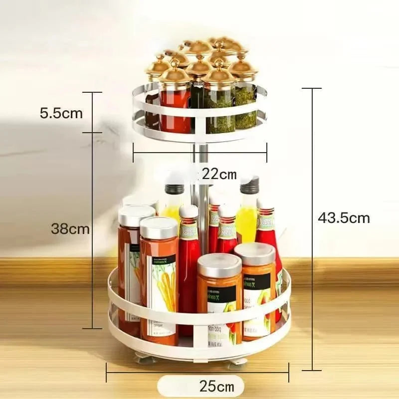 2 Tier Rotating Seasoning Organizer Metal Lazy Susan Spice Rack