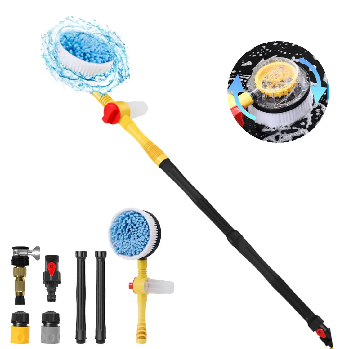 Car Wash Brush, Car Cleaning Kit, 360° Spin Car Wash Mop