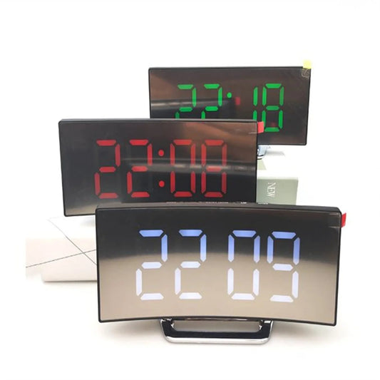 7" Curved Screen Digital Alarm  LED  Clock Bedside.