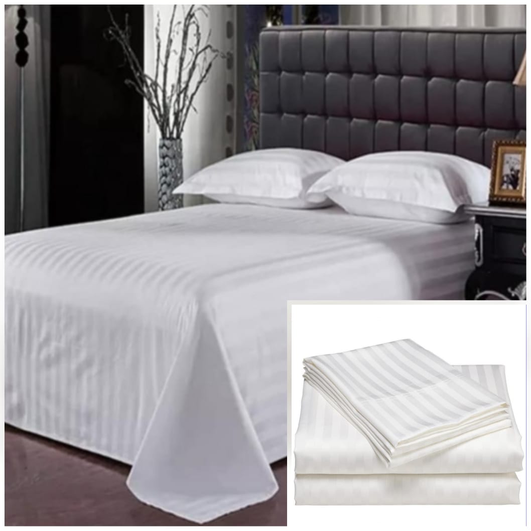 White Striped Flat Sheets