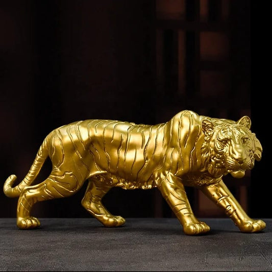 Resin Large Gold Tiger Statue Figurine Sculpture