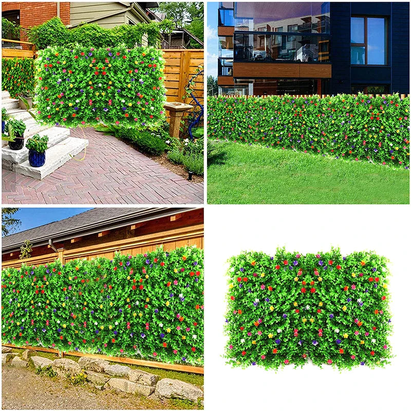 Artificial Plants Grass Wall Backyard Flowers Lawn Decoration Wedding Eucalyptus Hedge Panels Fence Greenery Plants Roll 60x40cm