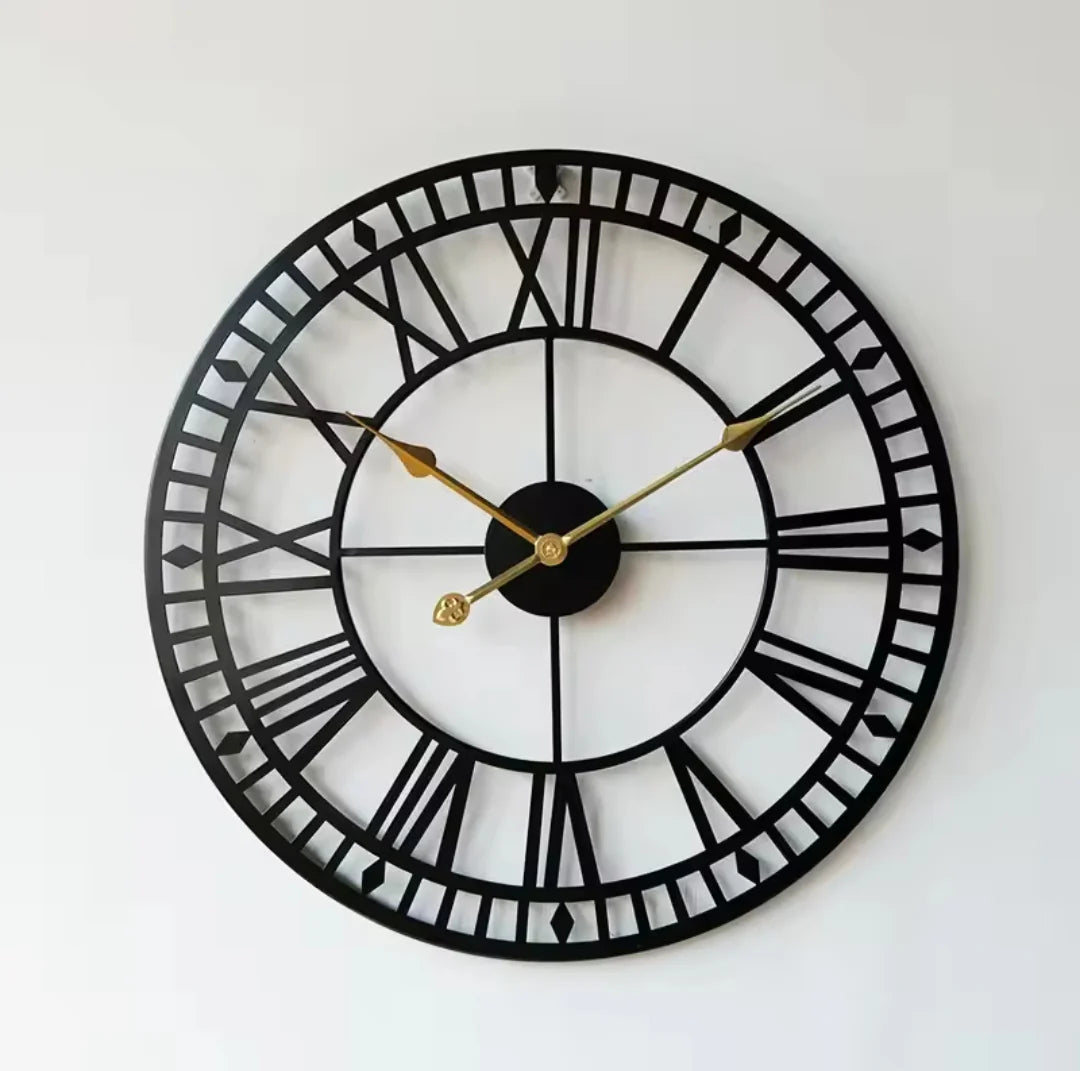 Nordic functional Round Metal Roman Numeral Wall Clocks.