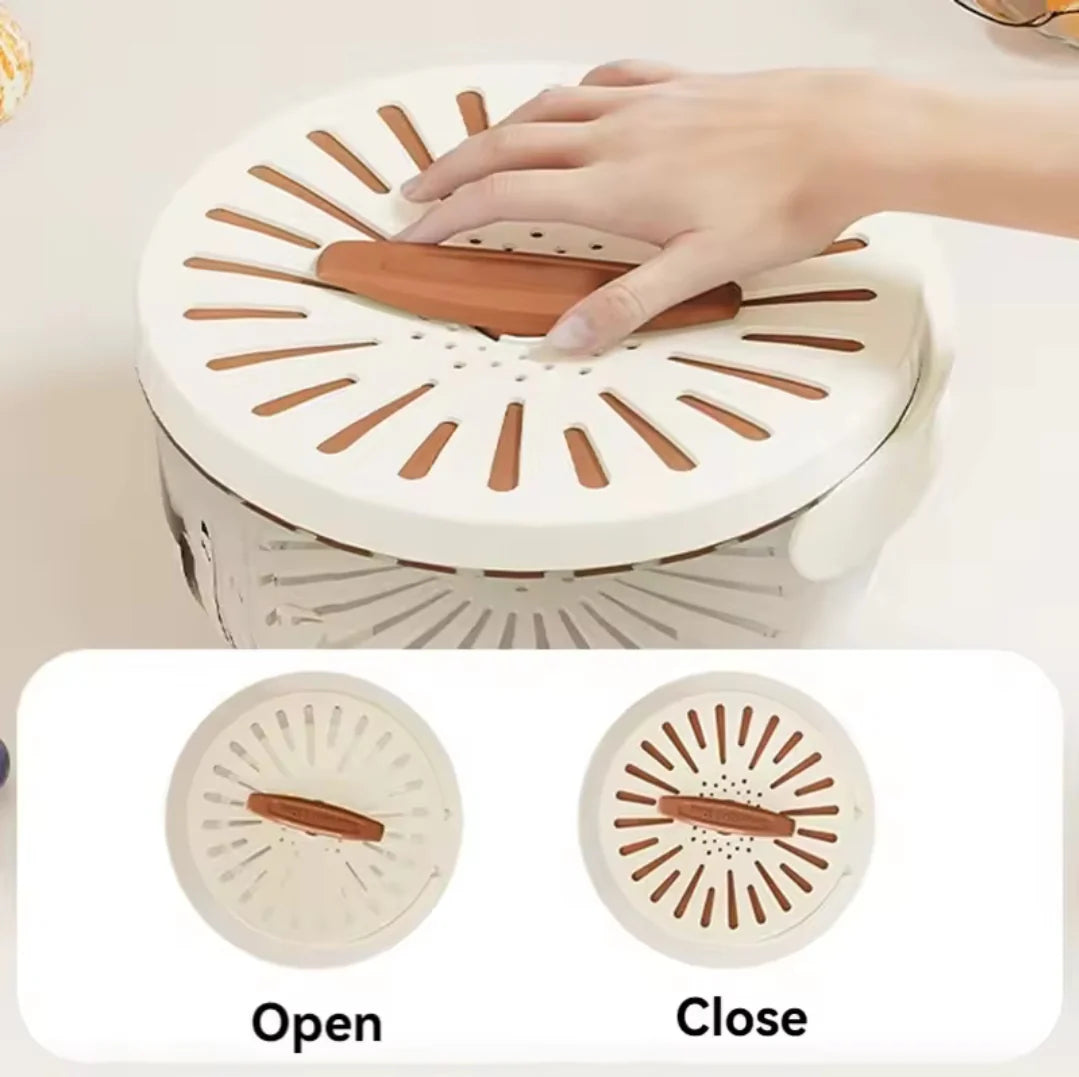 Multi-functional Food Drainer/Colander with Foldable handle