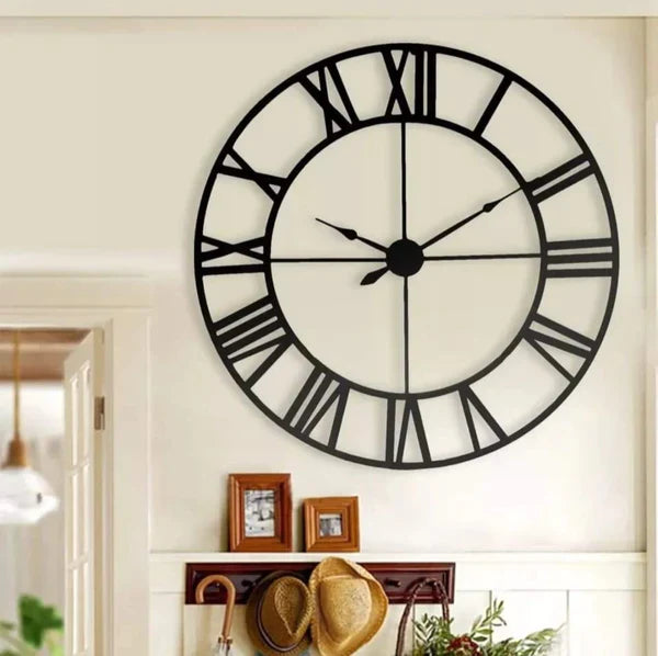 Nordic functional Round Metal Roman Numeral Wall Clocks.