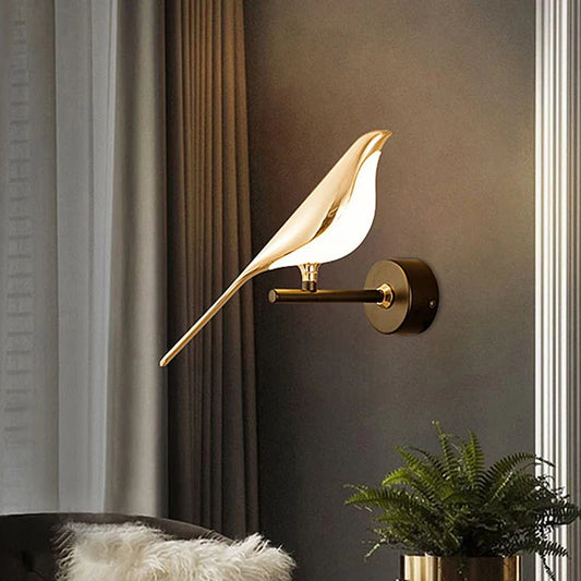 Nordic Golden Bird LED Chandelier Parlor Bar Bedside Hanging Pendant Light