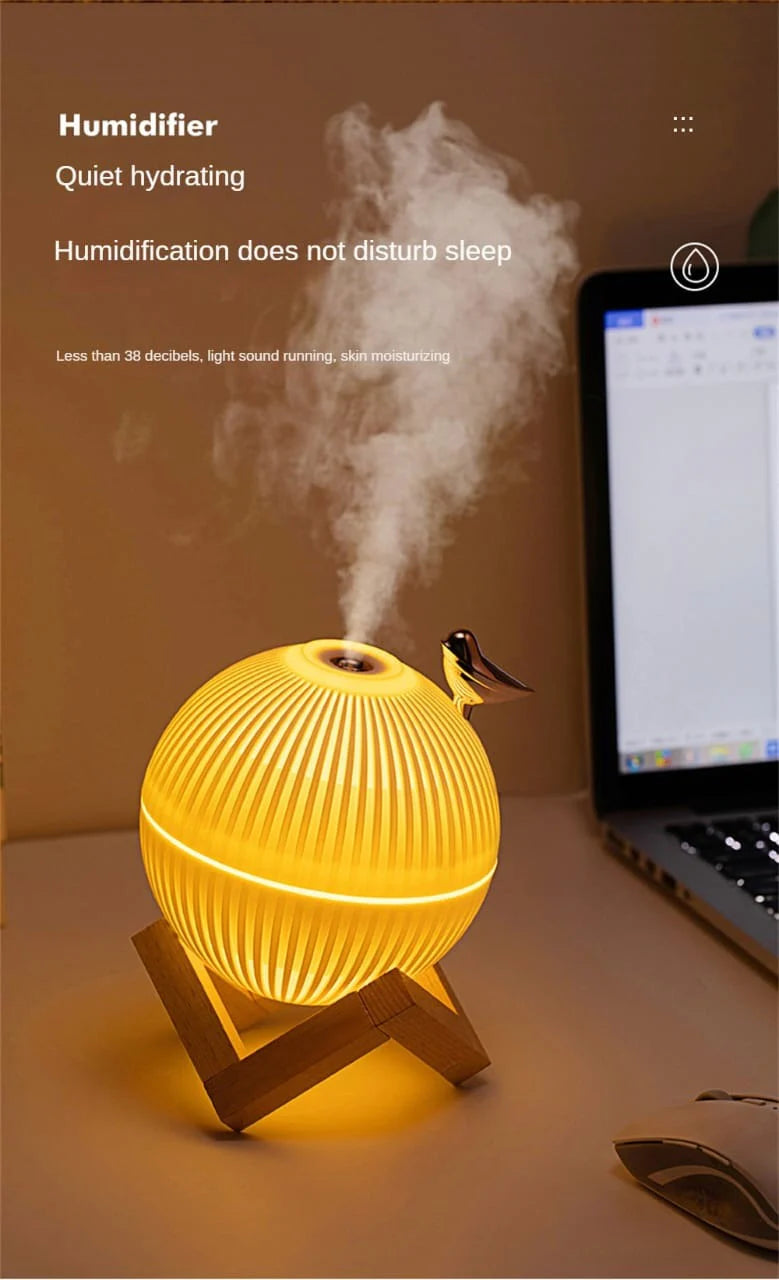 Lark Bird Ultrasonic Air Humidifier diffuser Maker Atomizer for Home / Office with wooden stand