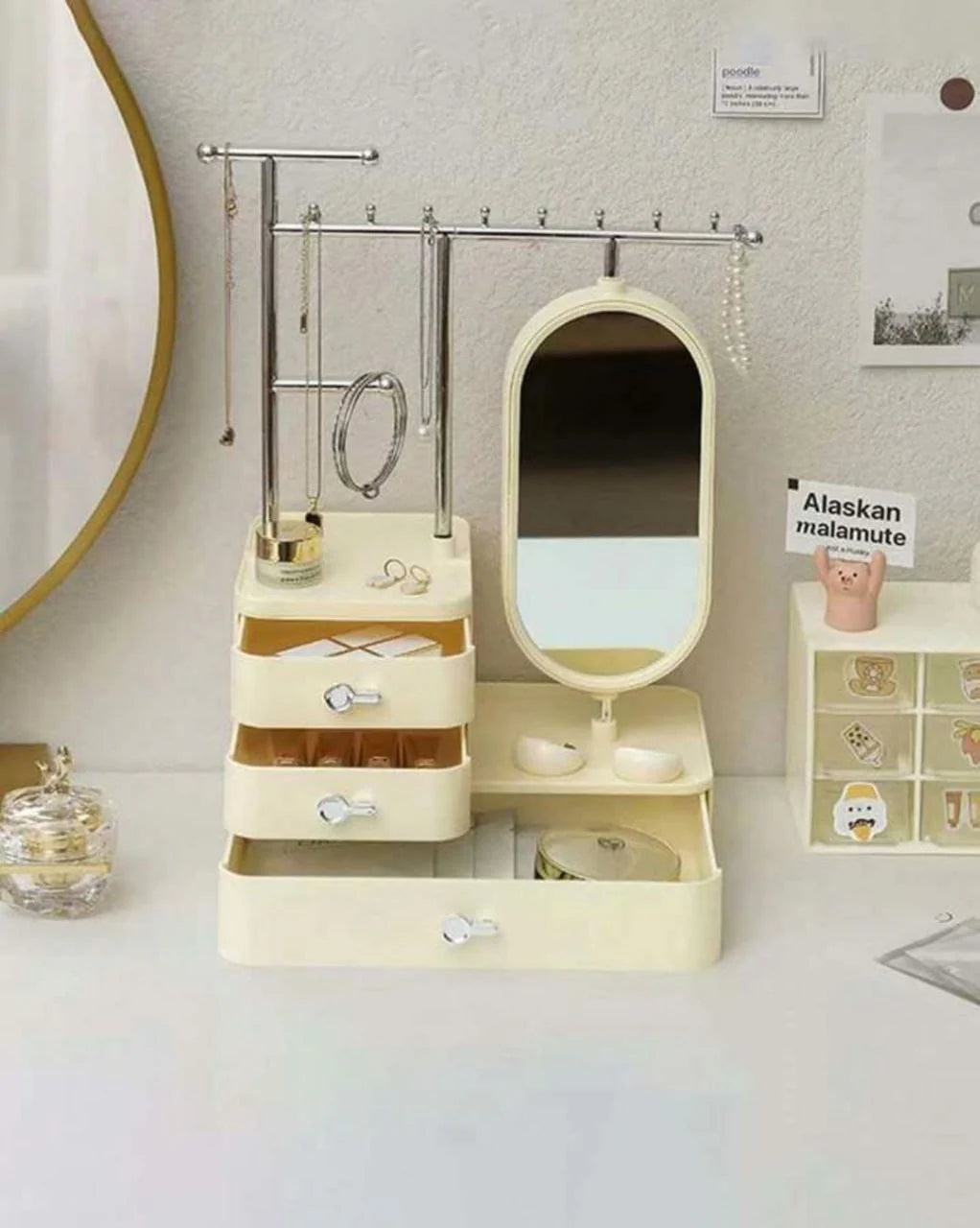 Jewelry display/ Organizer storage box with mirror.