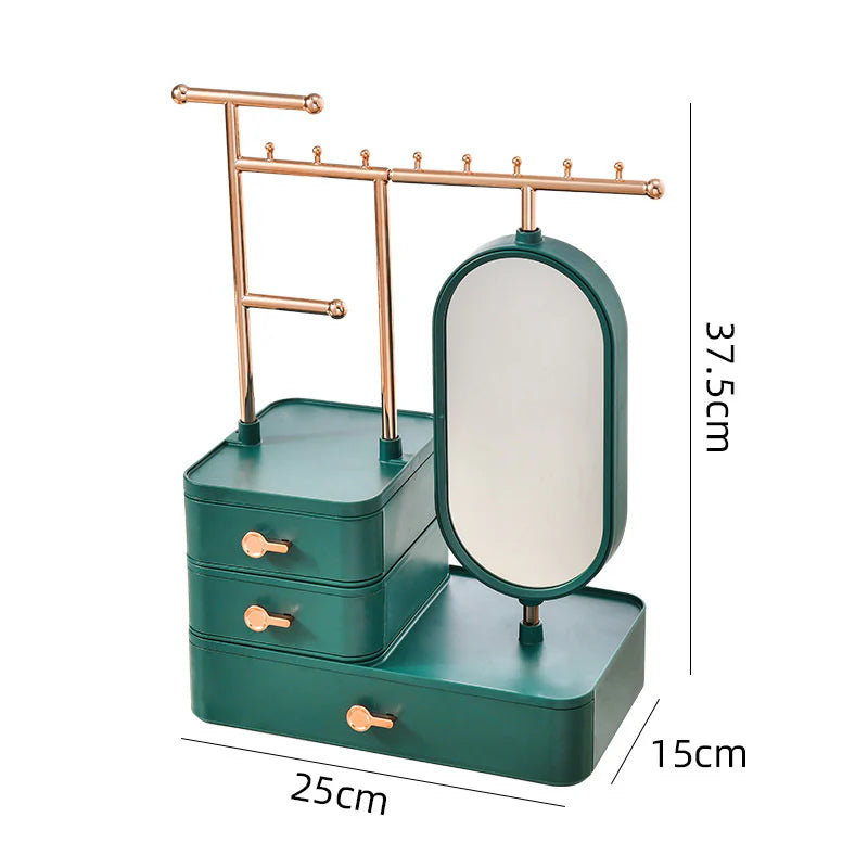 Jewelry display/ Organizer storage box with mirror.