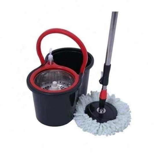 Spin mop bucket with wheels and soap dispenser