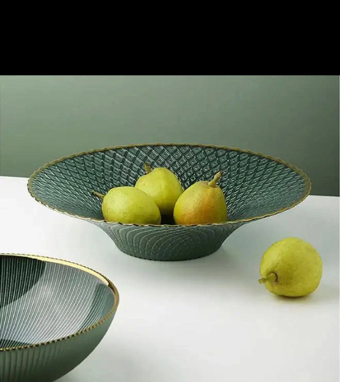 Acrylic Nordic Fruit Tray with a Gold Rim