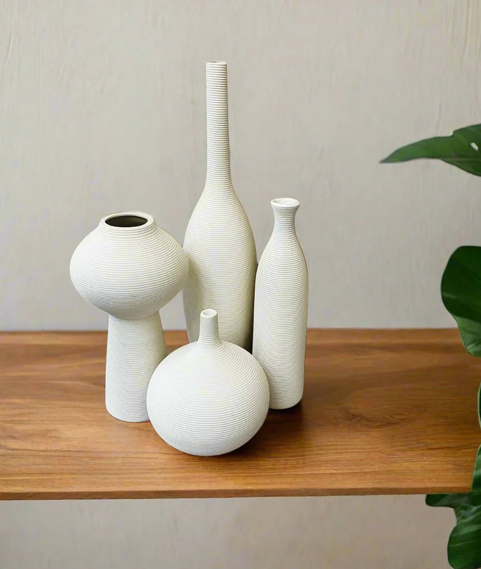 Simple ceramic 4 in 1 modern home decor vase set