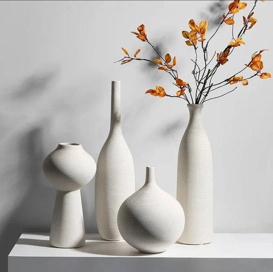 Simple ceramic 4 in 1 modern home decor vase set