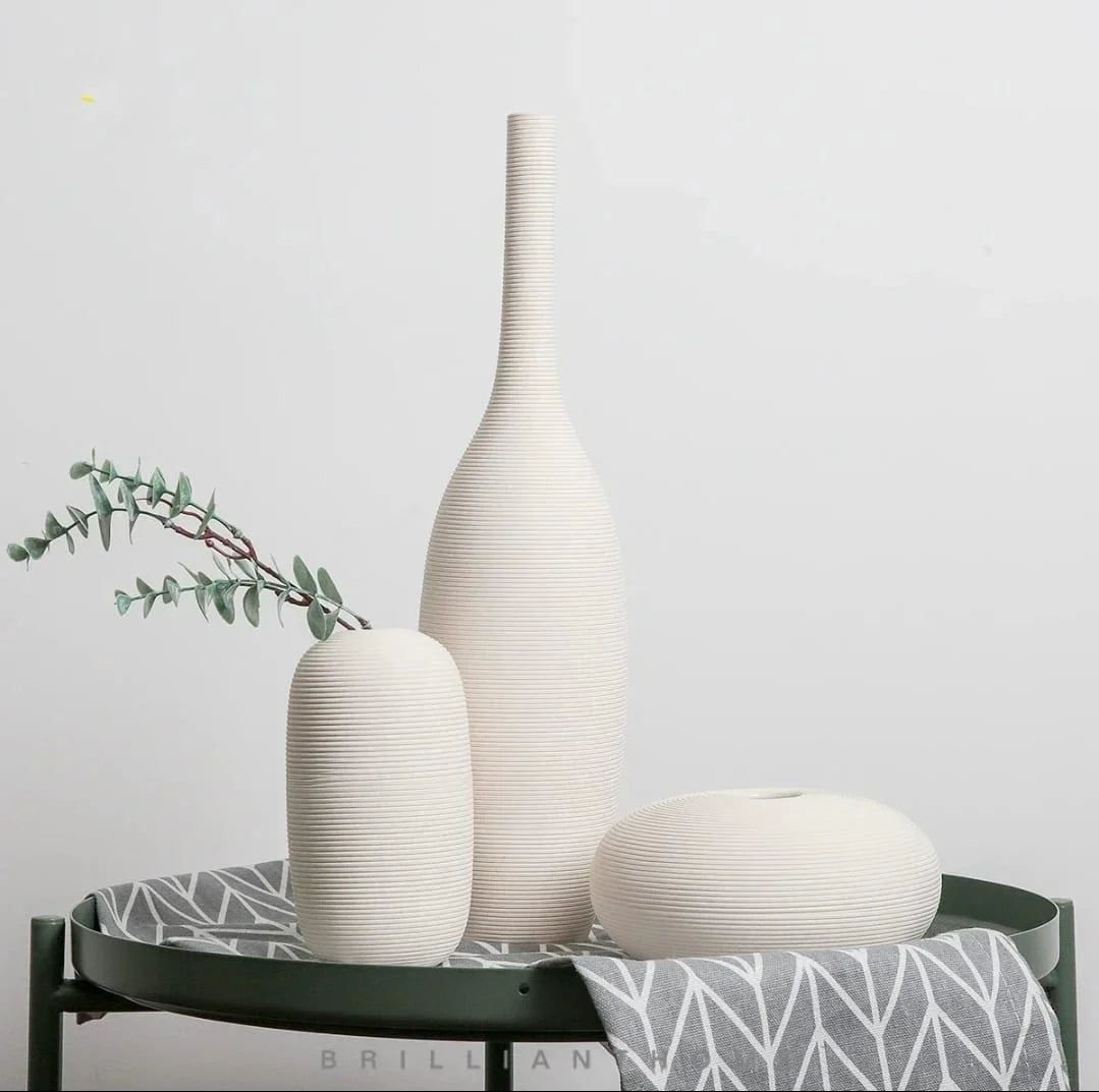 Simple ceramic 3 in 1 modern home decor vase set