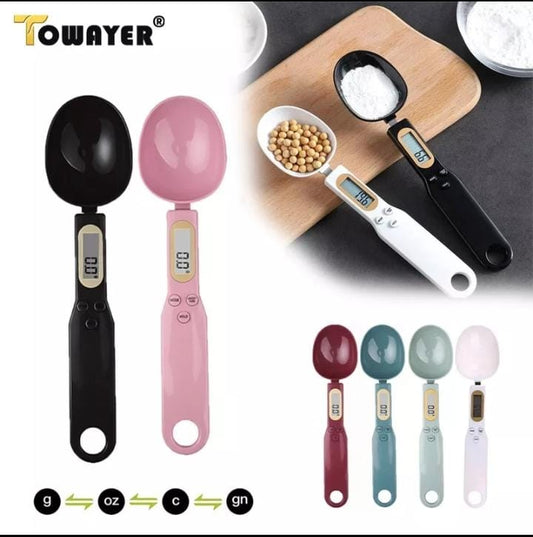 Electronic digital weighing spoon.