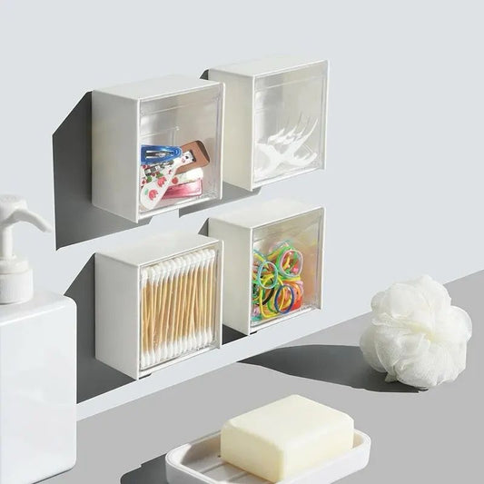Dustproof Bathroom Organizer, Plastic Wall Mounted Storage Box per pair