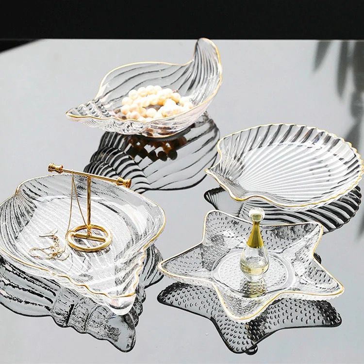 5pc Nordic style clear conch shape shell salad/ decor dish