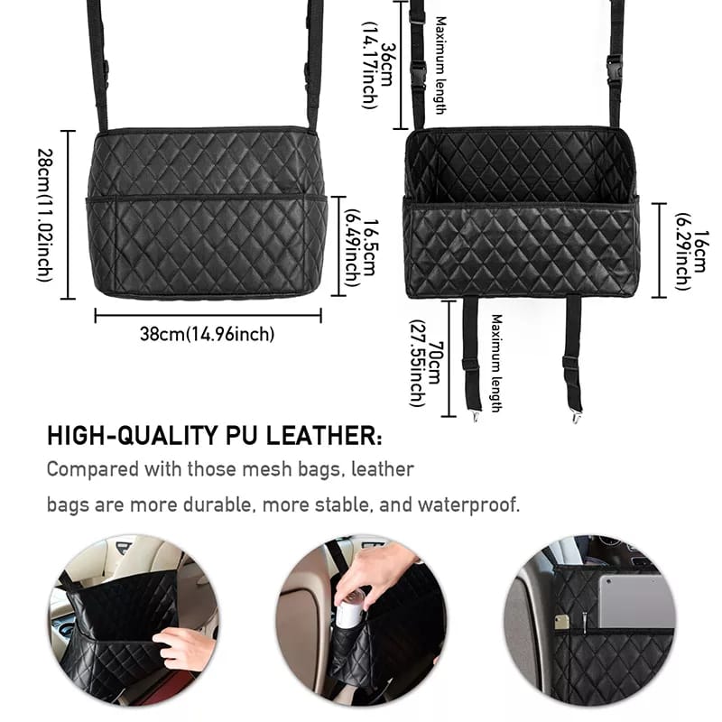 High Quality PU Leather Car in Between Seat Organizer