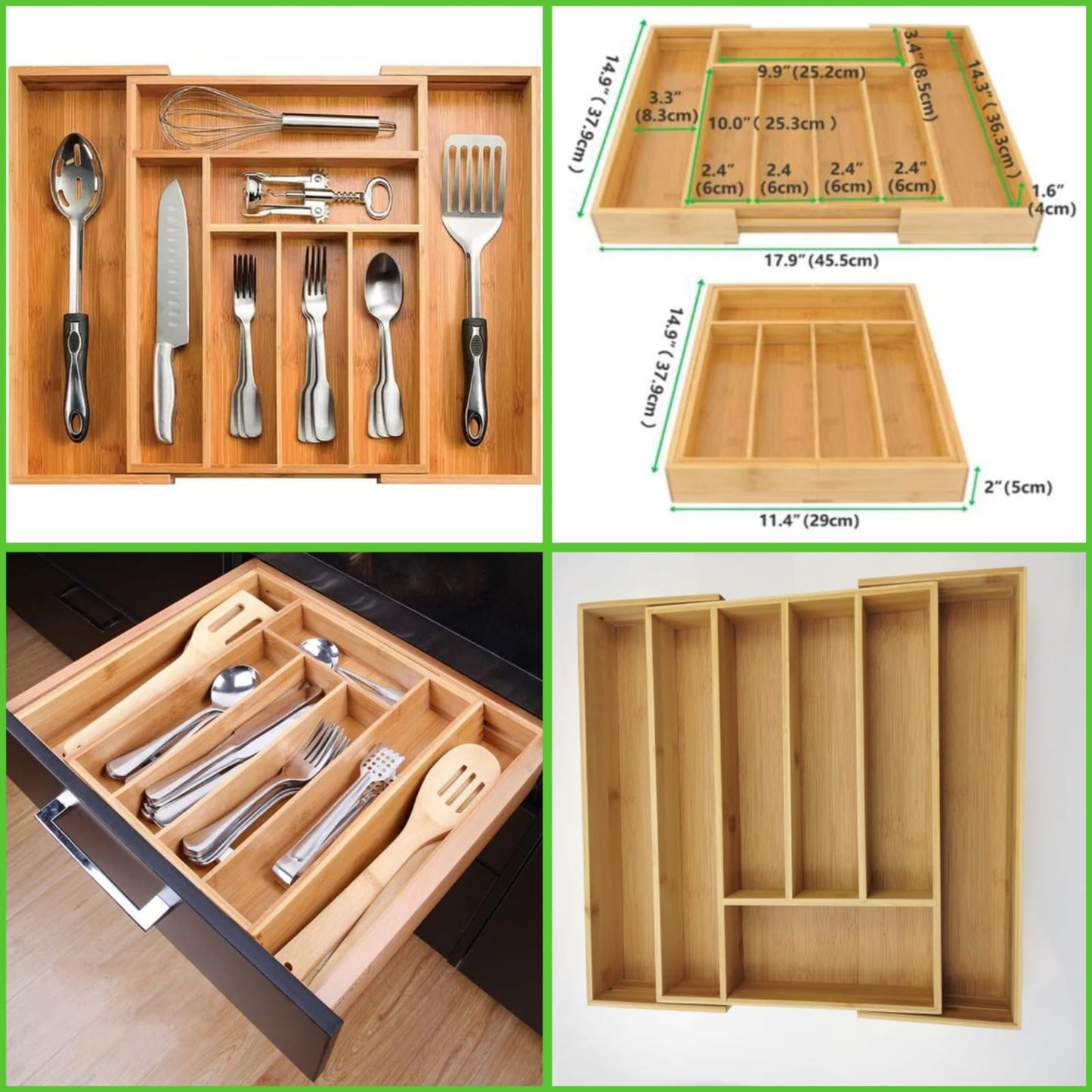 Expandable Bamboo Drawer/Cutlery Organizer