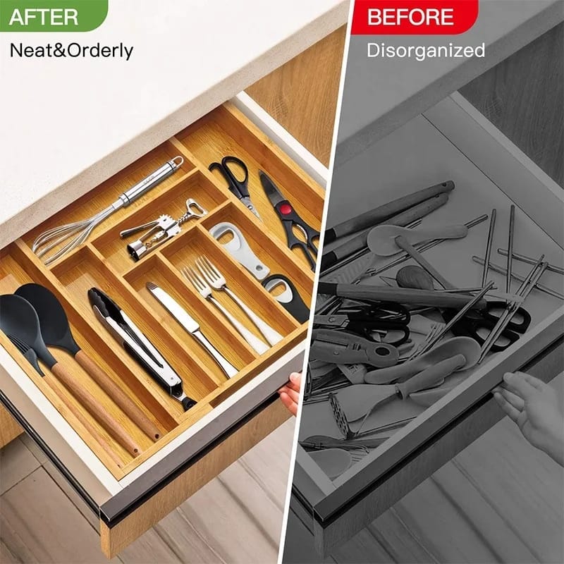 Expandable Bamboo Drawer/Cutlery Organizer