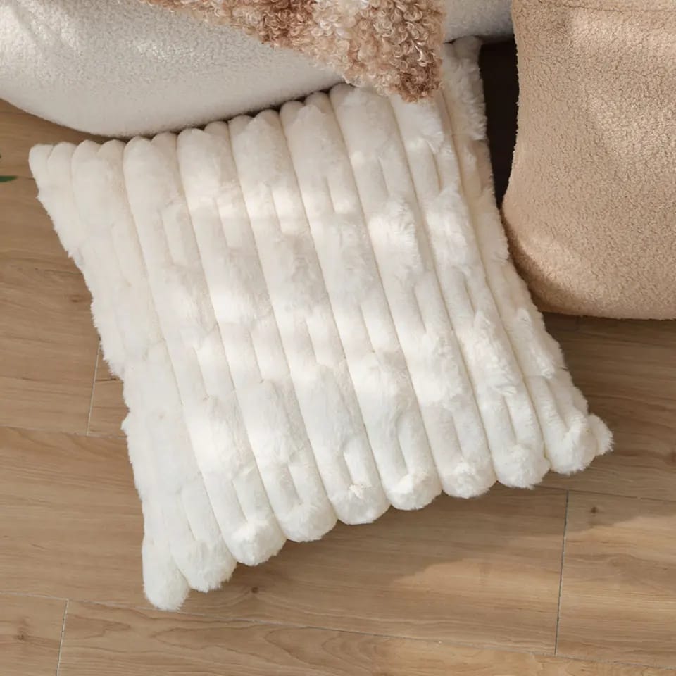 White Plush Soft Cushion Cover for Sofa Comfortable Decorative Pillowcase Living Room Nordic Style