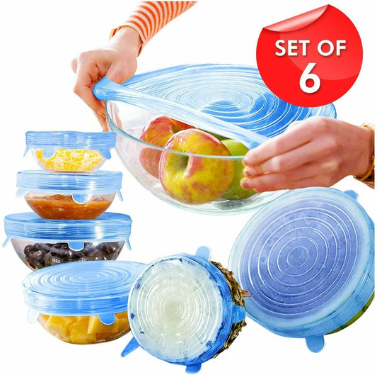 6 Pcs Re-usable Silicone Food Covers