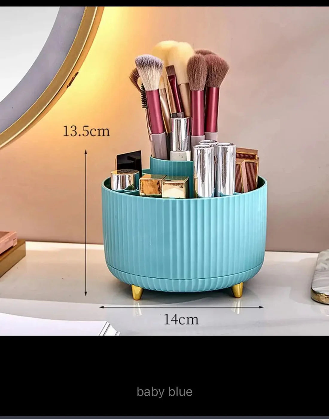 360° Rotating Makeup Brushes Holder Portable Desktop Makeup Organizer