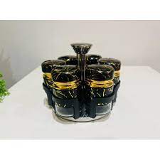 7pcs marble rotating spice jars