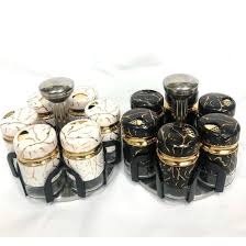 7pcs marble rotating spice jars