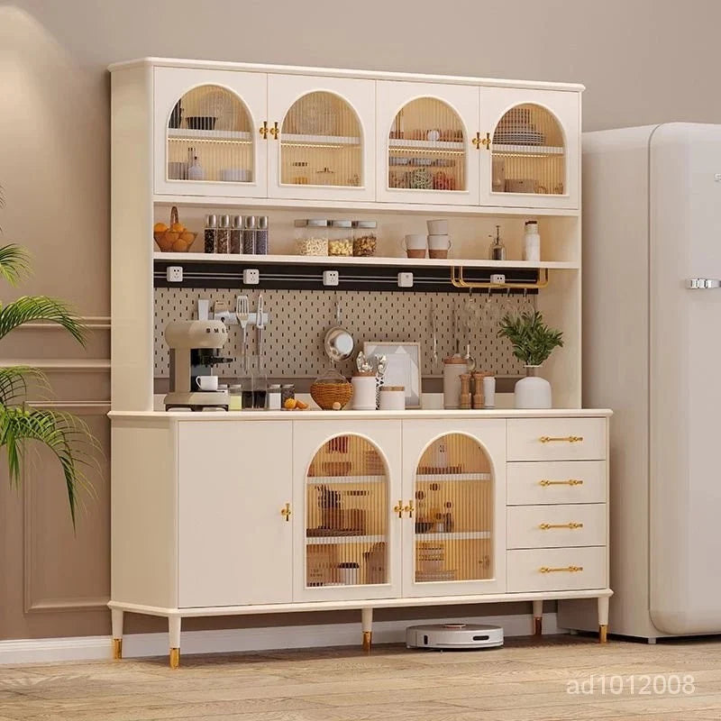 Side Panel Buffet Modern Storage Space White Sideboard Marble Slab Countertop Sideboard Home Multi-Functional Buffet Cabinet Tea Cabinet Wine Cabinet Locker Free Standing