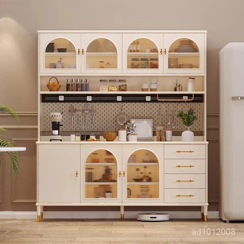 Side Panel Buffet Modern Storage Space White Sideboard Marble Slab Countertop Sideboard Home Multi-Functional Buffet Cabinet Tea Cabinet Wine Cabinet Locker Free Standing